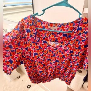 Skies Are Blue Multicolor Floral Blouse